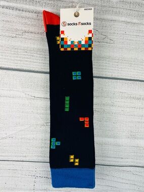 Socks n Socks Women's One Size Knee High Tetris Blocks Theme Socks - NEW 1 Pair